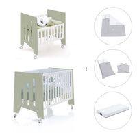 Minicuna 60x80 cm y cuna 60x120 cm (7en1) verde-oliva · Omni Tre Erba C181T-M7756