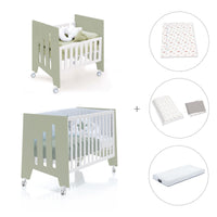 Minicuna 60x80 cm y cuna 60x120 cm (7en1) verde-oliva · Omni Tre Erba C181T-M7756