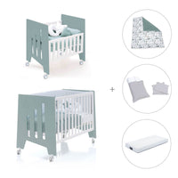 Minicuna 60x80 cm y cuna 60x120 cm (7en1) verde eucalipto · Omni Tre Eucalyptus C181T-M7757