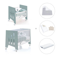 Minicuna 60x80 cm y cuna 60x120 cm (7en1) verde eucalipto · Omni Tre Eucalyptus C181T-M7757