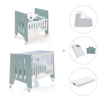 Minicuna 60x80 cm y cuna 60x120 cm (7en1) verde eucalipto · Omni Tre Eucalyptus C181T-M7757