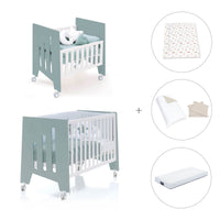 Minicuna 60x80 cm y cuna 60x120 cm (7en1) verde eucalipto · Omni Tre Eucalyptus C181T-M7757