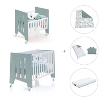 Minicuna 60x80 cm y cuna 60x120 cm (7en1) verde eucalipto · Omni Tre Eucalyptus C181T-M7757