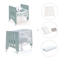 Minicuna 60x80 cm y cuna 60x120 cm (7en1) verde eucalipto · Omni Tre Eucalyptus C181T-M7757