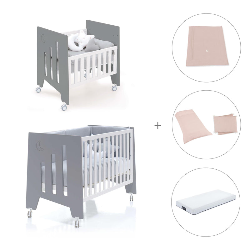 Minicuna 60x80 cm y cuna 60x120 cm (7en1) antracita · Omni Tre Antracita C181T-M7758
