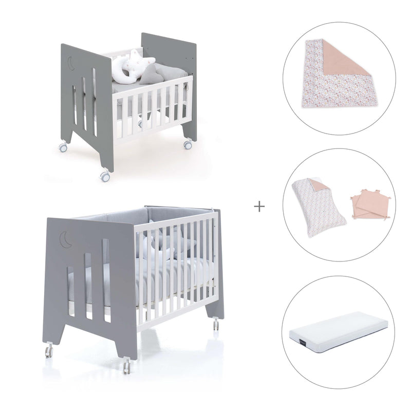 Minicuna 60x80 cm y cuna 60x120 cm (7en1) antracita · Omni Tre Antracita C181T-M7758