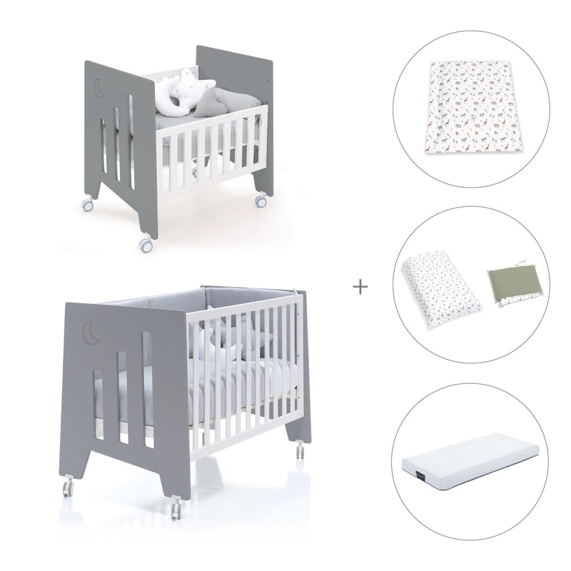 Minicuna 60x80 cm y cuna 60x120 cm (7en1) antracita · Omni Tre Antracita C181T-M7758