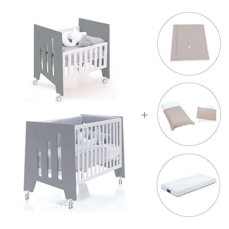 Minicuna 60x80 cm y cuna 60x120 cm (7en1) antracita · Omni Tre Antracita C181T-M7758