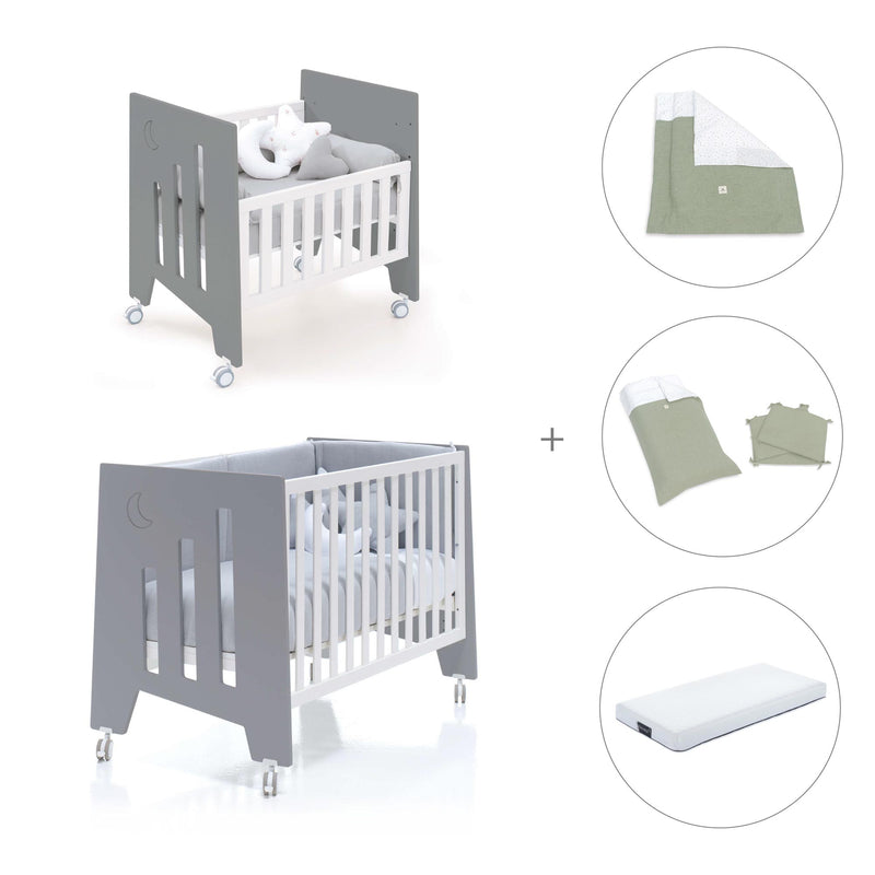 Minicuna 60x80 cm y cuna 60x120 cm (7en1) antracita · Omni Tre Antracita C181T-M7758
