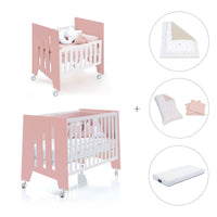 Minicuna 60x80 cm y cuna 60x120 cm (7en1) rosa · Omni Tre Quarzo C181T-M7759