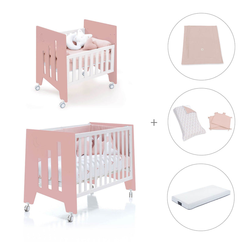 Minicuna 60x80 cm y cuna 60x120 cm (7en1) rosa · Omni Tre Quarzo C181T-M7759