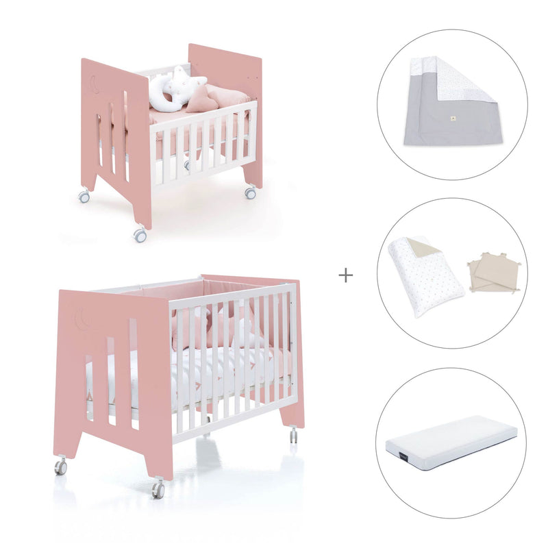 Minicuna 60x80 cm y cuna 60x120 cm (7en1) rosa · Omni Tre Quarzo C181T-M7759