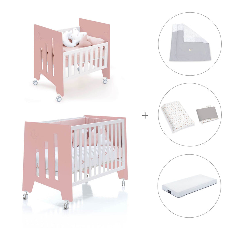 Minicuna 60x80 cm y cuna 60x120 cm (7en1) rosa · Omni Tre Quarzo C181T-M7759