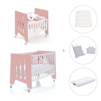 Minicuna 60x80 cm y cuna 60x120 cm (7en1) rosa · Omni Tre Quarzo C181T-M7759