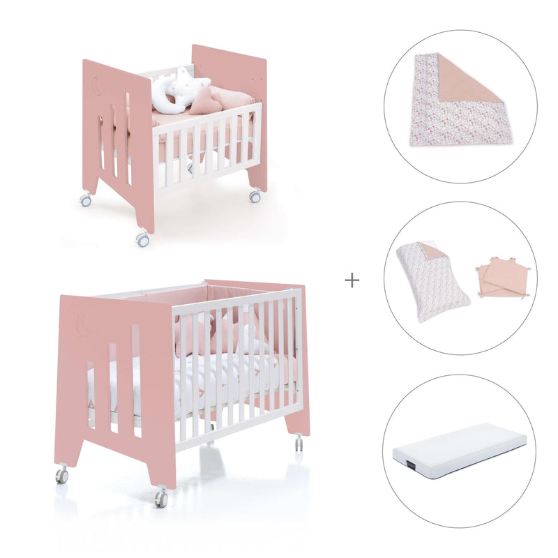 Minicuna 60x80 cm y cuna 60x120 cm (7en1) rosa · Omni Tre Quarzo C181T-M7759