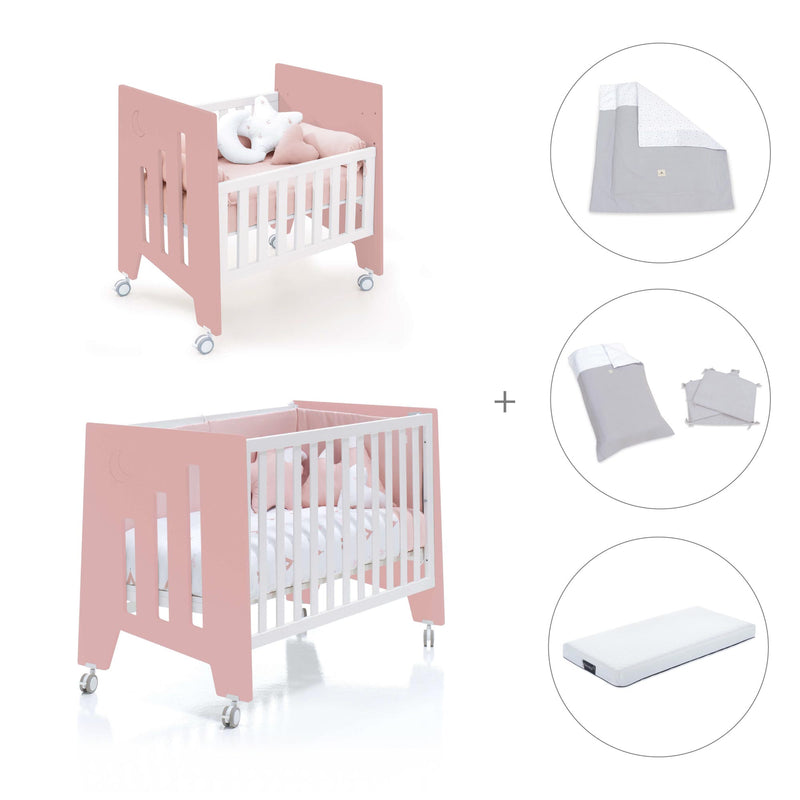 Minicuna 60x80 cm y cuna 60x120 cm (7en1) rosa · Omni Tre Quarzo C181T-M7759