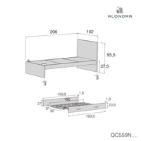 Cama juvenil de 90x200 cm para niños · Joy QC559