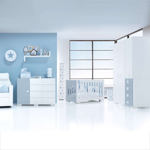 Dormitorio infantil completo para niños en azul y blanco