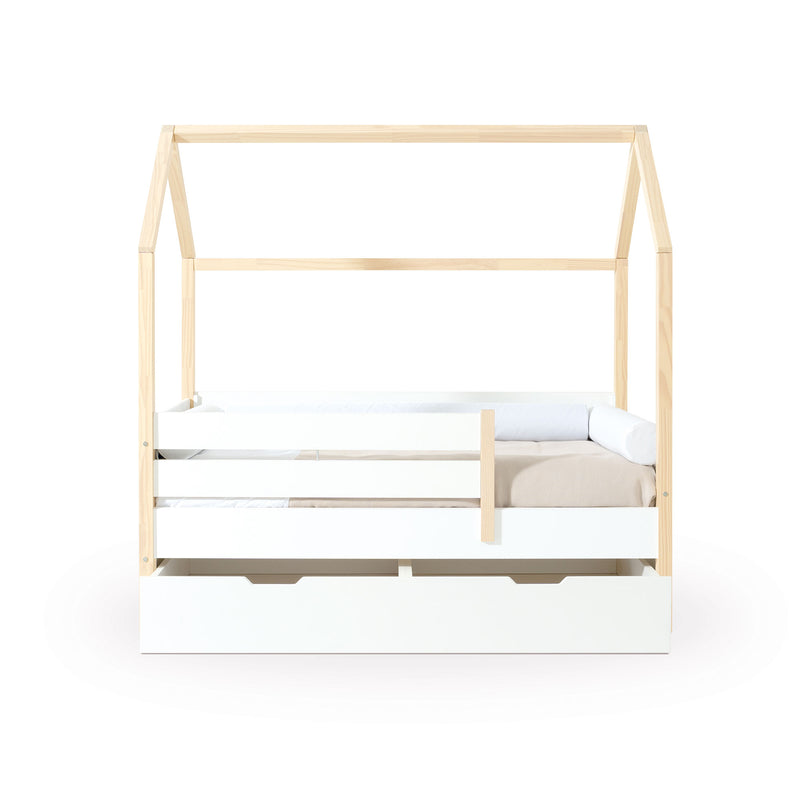 Cama-casita Montessori 70x140 cm madera/blanco · Sogni NB1400
