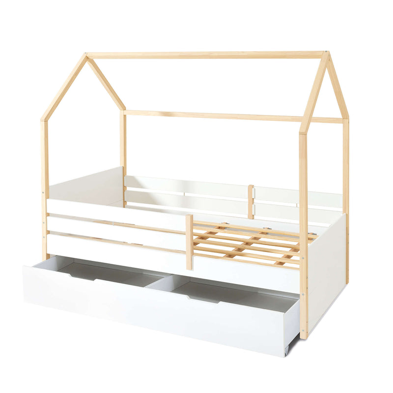 Cama-casita Montessori 90x200 cm madera/blanco · Sogni XL NB2000