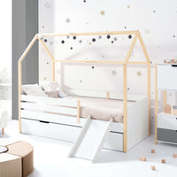 Cama Montessori 90x200 cm con cajón/cama nido en madera · Sogni XL NB2000