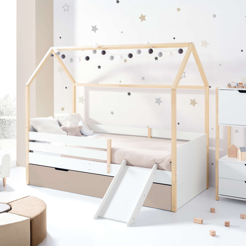 Cama Montessori 90x200 cm con cajón/cama nido en madera · Sogni XL NB2000