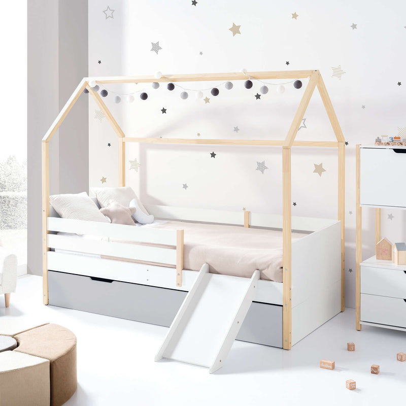 Cama Montessori 90x200 cm con cajón/cama nido en madera · Sogni XL NB2000