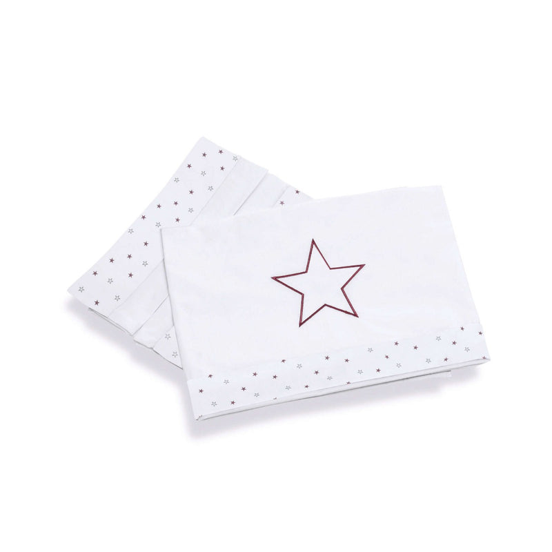 Pack 3 piezas de sábanas minicunita colecho rojizas con estrellas estampadas rosadas