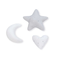 Pack cojin con forma de estrella luna y corazón gris claro estampado