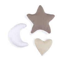 Set 3 cojines infantiles (luna, estrella, corazón) beige · 693-126 Sahara Sand