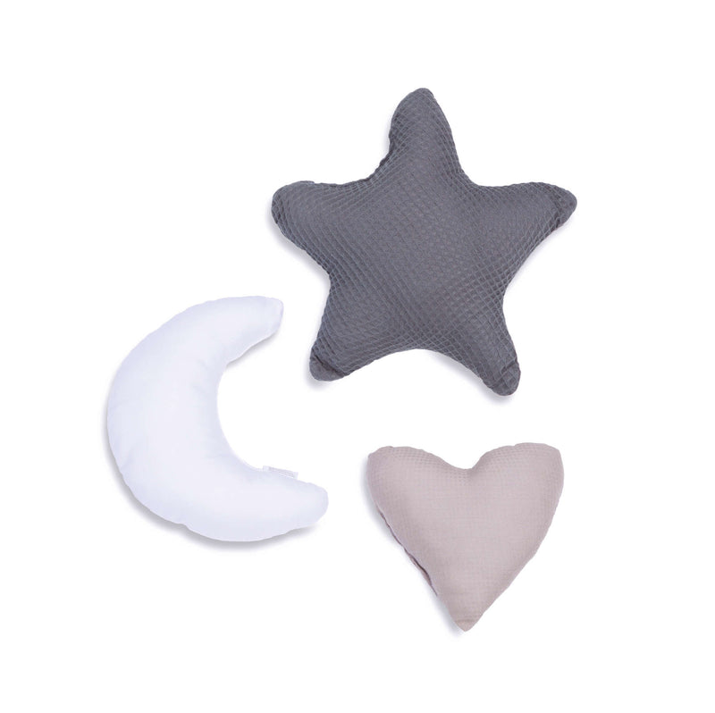 Set 3 cojines infantiles (luna, estrella, corazón) marengo · 693-128 Stone Grey