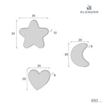 Set 3 cojines infantiles (luna, estrella, corazón) gris · 693-178 Carezza
