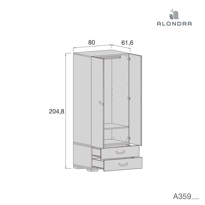 Medidas del armario infantil Joy 80cm A359 de Alondra