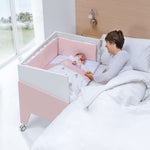 Minicuna de colecho 50x80 cm para bebé (5en1) blanca/rosa · Equo