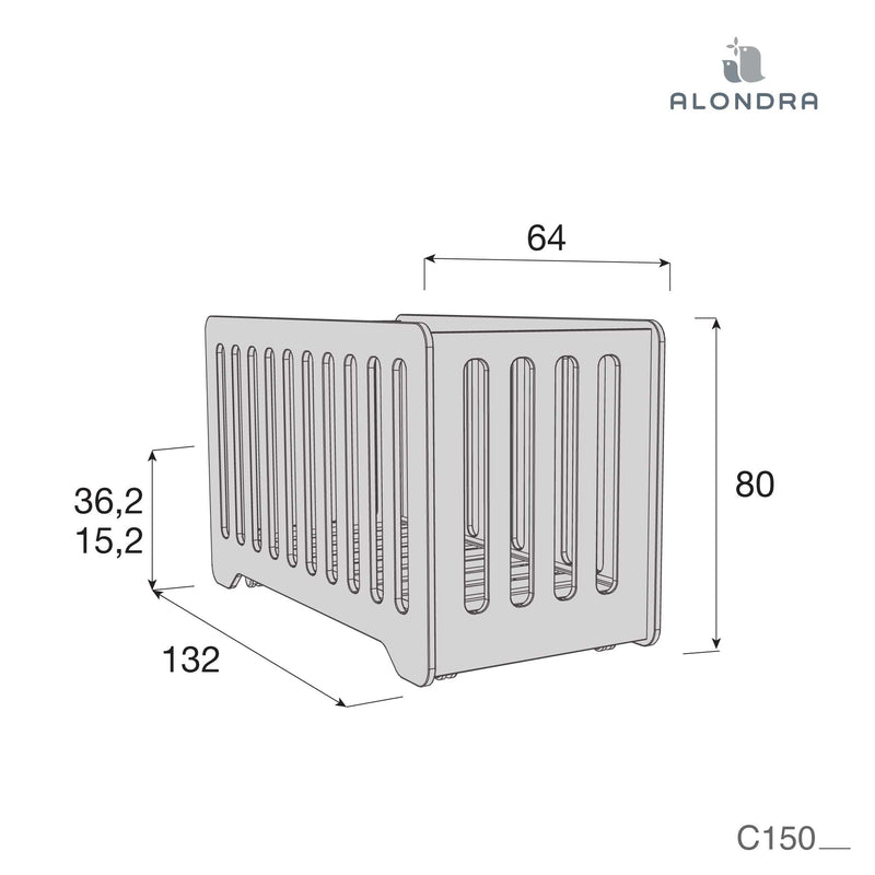 Medidas cuna para bebé modelo C150 de Alondra