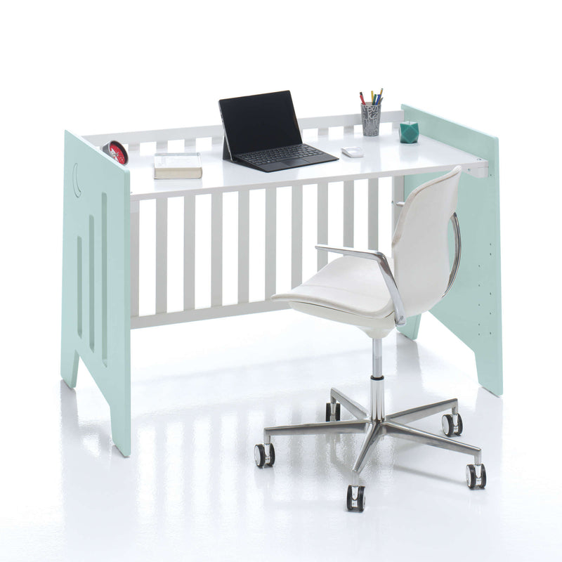 Cuna bebé y escritorio 60x120 OMNI color verde menta con silla de oficina