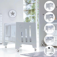 cuna de colecho minimalista con madera gris y blanco