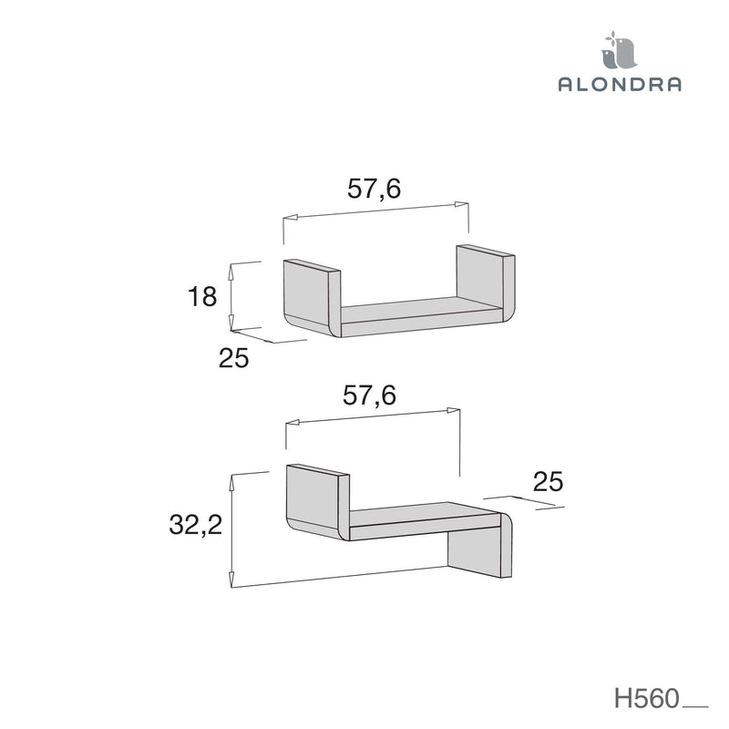 Balda-estante modular pequeña (58 cm) · H560