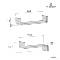 Medidas de la blada estantería color mate 88cm H561 de Alondra