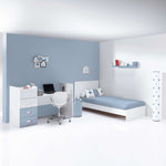 Cuna K374 de color celeste transformable en escritorio y cama de Alondra