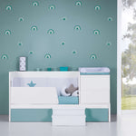Cuna convertible 70x140 cm en verde-agua · Inside K404-M1181