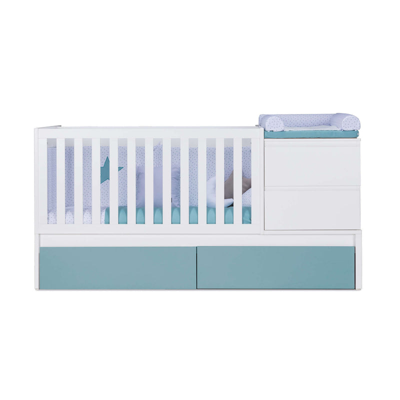 Cuna convertible 70x140 cm en verde-agua · Inside K404-M1181