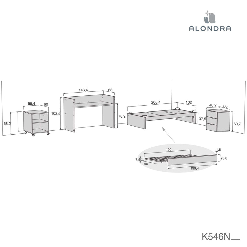 Cuna convertible 70x140 cm blanca/beige · Sero More K546-M7753