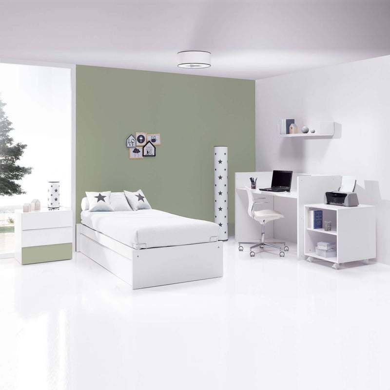 Cuna convertible 70x140 cm blanco/verde-oliva · Sero Kubo K551-M7756