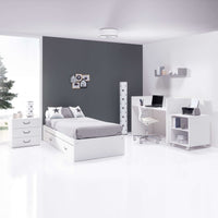 habitación infantil de cuna cama convertible con nórdico y almohada gris