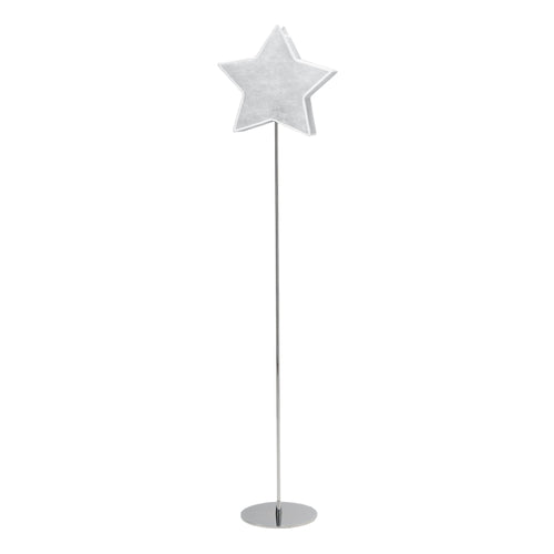 Lámpara de pie con campana de tela plastificada en forma de estrella