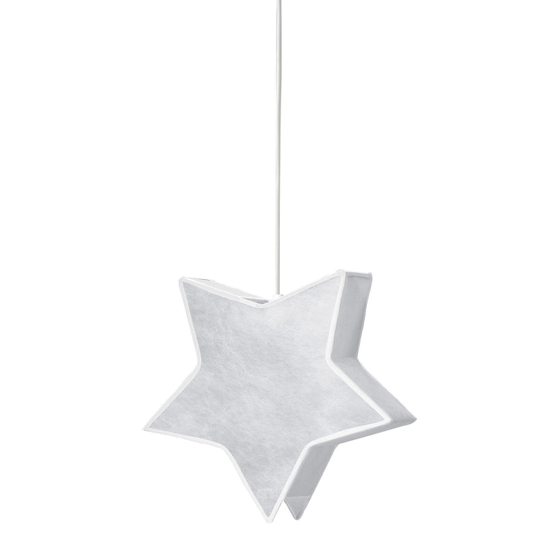Lámpara colgante de techo forma de estrella con pantalla de tela plastificada
