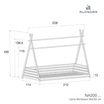 Estructura cama Montessori Homy XL en gris 90x200 cm · NA200-M69