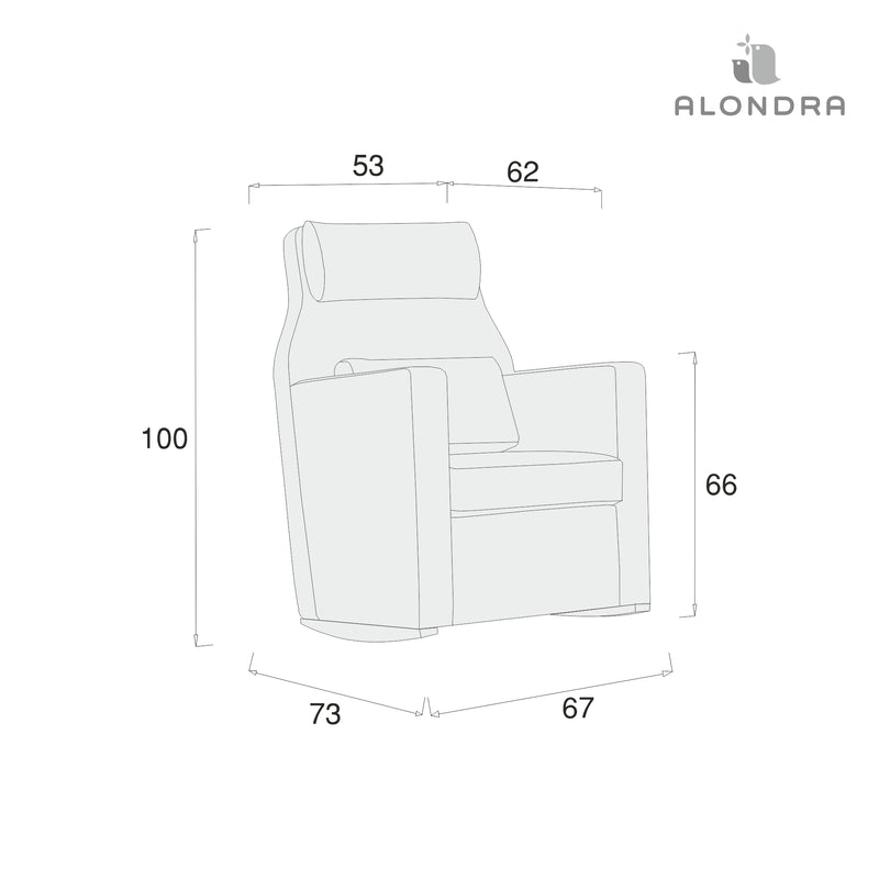 Medidas sillón blanco de lactancia con cojín lumbar