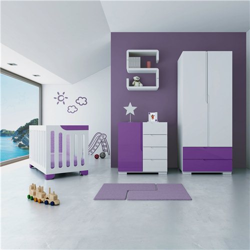 Habitación infantil con el Armario infantil Evolutive 80 cm en color lila